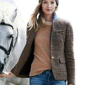 NWOT J. Crew Wool Houndstooth Schoolboy Blazer Size 10